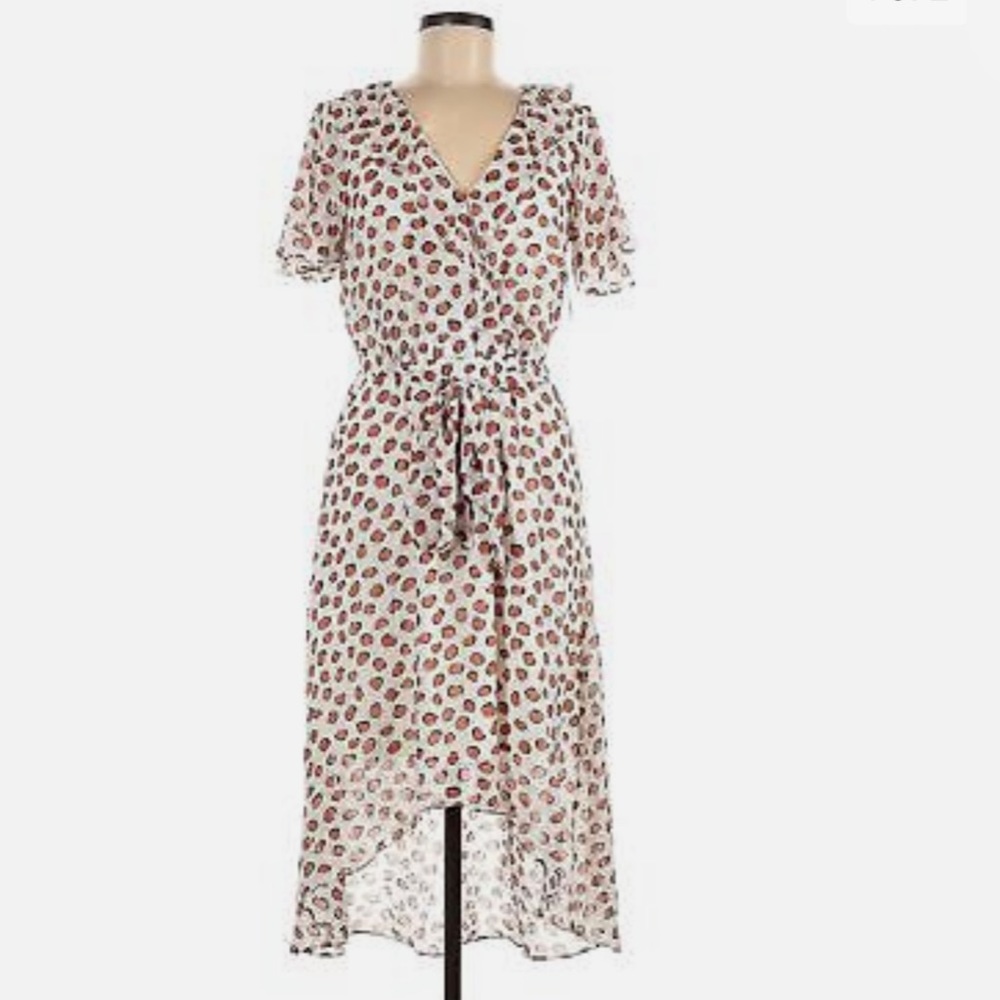 Bar Ill Women’s Ivory Ruffled Sleeved V Neck Dress in Size XS